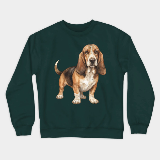 Basset Hound Dog Art Crewneck Sweatshirt by DonWillisJrArt