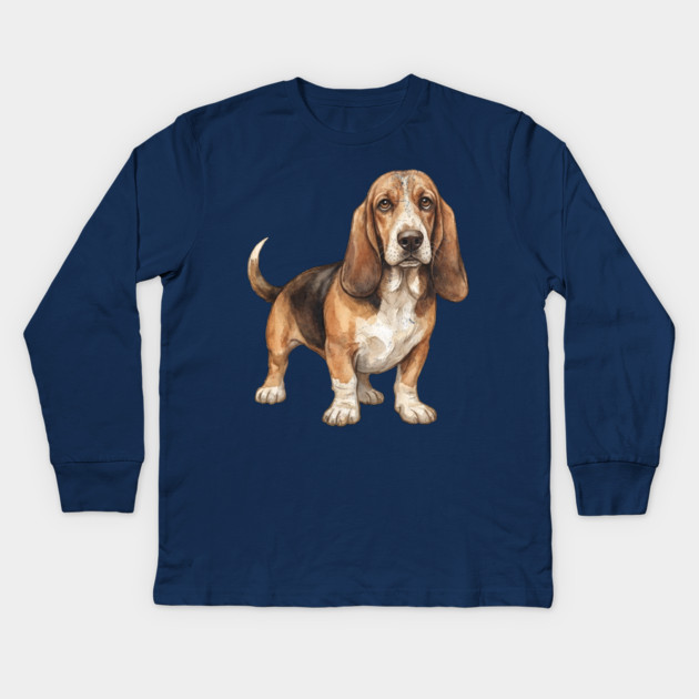 Basset Hound Dog Art Kids Long Sleeve T-Shirt by DonWillisJrArt