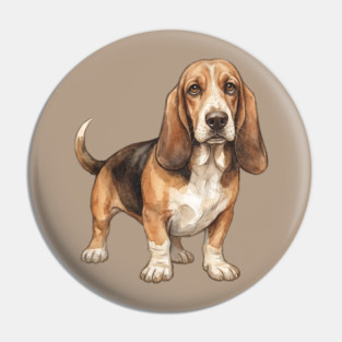 Basset Hound Dog Art Pin