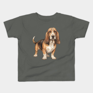 Basset Hound Dog Art Kids T-Shirt