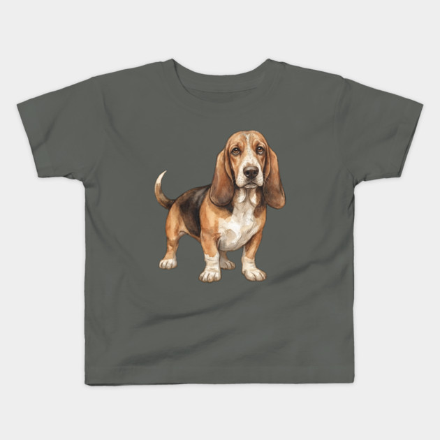 Basset Hound Dog Art Kids T-Shirt by DonWillisJrArt