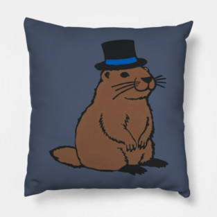 Dapper Groundhog in Top Hat – Groundhog Day Gentleman Pillow