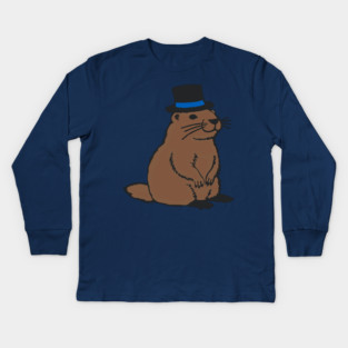 Dapper Groundhog in Top Hat – Groundhog Day Gentleman Kids Long Sleeve T-Shirt
