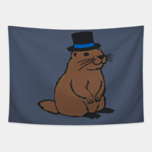 Dapper Groundhog in Top Hat – Groundhog Day Gentleman Tapestry