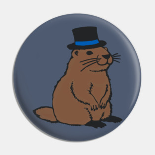 Dapper Groundhog in Top Hat – Groundhog Day Gentleman Pin