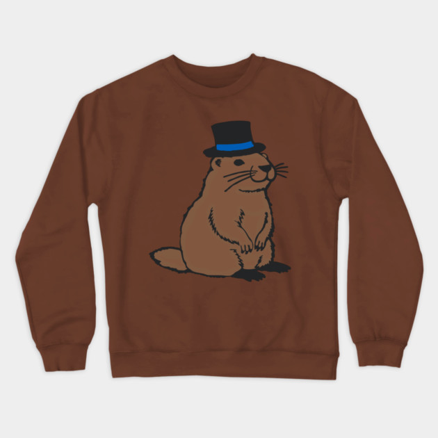 Dapper Groundhog in Top Hat – Groundhog Day Gentleman Crewneck Sweatshirt by DonWillisJrArt