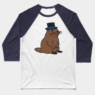 Dapper Groundhog in Top Hat – Groundhog Day Gentleman Baseball T-Shirt