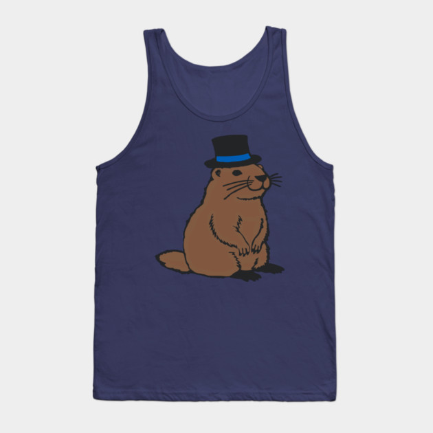 Dapper Groundhog in Top Hat – Groundhog Day Gentleman Tank Top by DonWillisJrArt