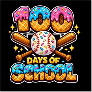100 Days of School Baseball Theme Posters and Art