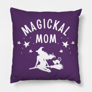Magickal Mom Witch and Cat Mother's Day Cheeky Witch® Pillow