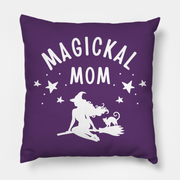 Magickal Mom Witch and Cat Mother's Day Cheeky Witch® Pillow by Cheeky Witch