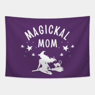 Magickal Mom Witch and Cat Mother's Day Cheeky Witch® Tapestry