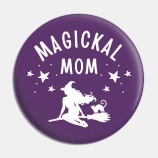 Magickal Mom Witch and Cat Mother's Day Cheeky Witch® Pin