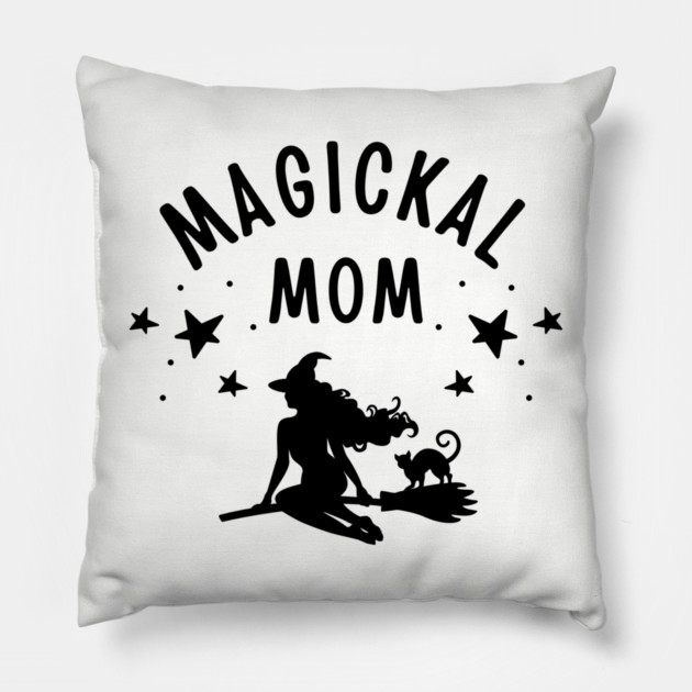 Magickal Mom Witch and Cat Mother's Day Cheeky Witch® Pillow by Cheeky Witch