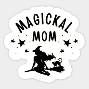 Magickal Mom Witch and Cat Mother's Day Cheeky Witch® Sticker