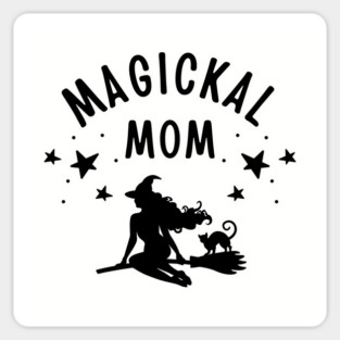 Magickal Mom Witch and Cat Mother's Day Cheeky Witch® Magnet