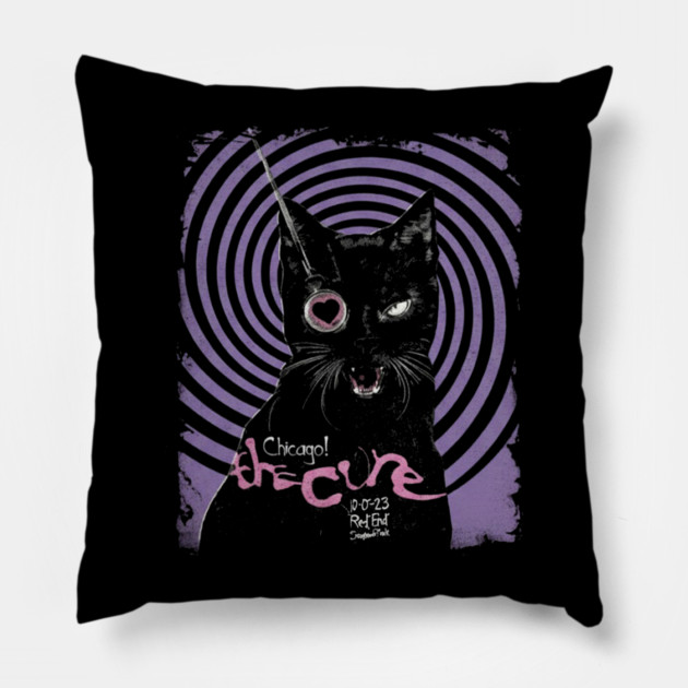 The-Cure-Band-Vintage-Cat Pillow by dtr_art