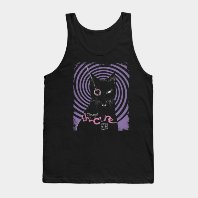 The-Cure-Band-Vintage-Cat Tank Top by dtr_art