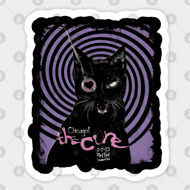 The-Cure-Band-Vintage-Cat Sticker by dtr_art