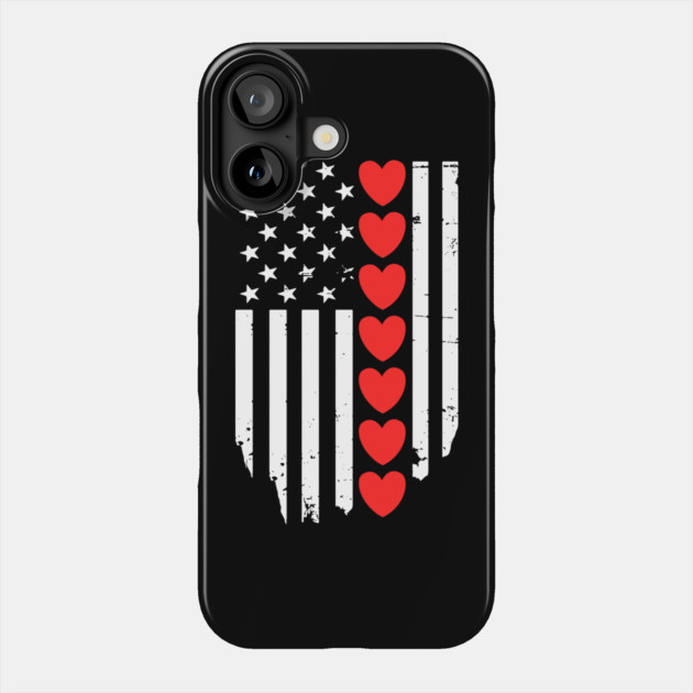 Valentines Day American Flag Phone Case by Creatifly Graphic Tees