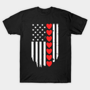 Valentines Day American Flag T-Shirt