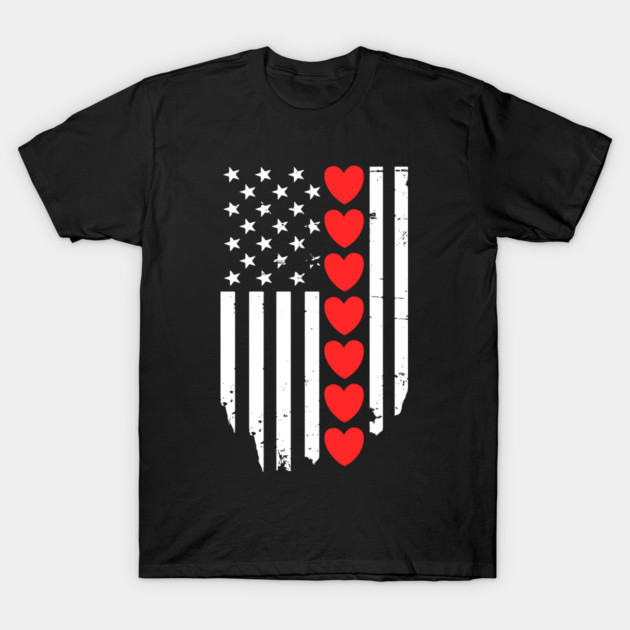Valentines Day American Flag T-Shirt by Creatifly Graphic Tees