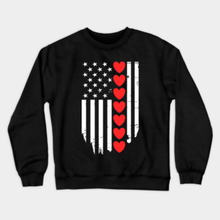 Valentines Day American Flag Crewneck Sweatshirt