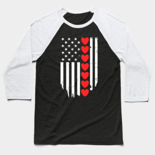 Valentines Day American Flag Baseball T-Shirt