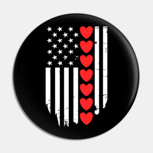 Valentines Day American Flag Pin