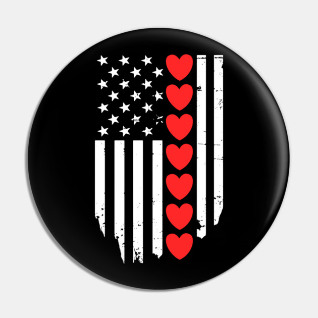 Valentines Day American Flag Pin by Creatifly Graphic Tees