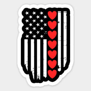 Valentines Day American Flag Magnet