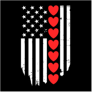 Valentines Day American Flag Posters and Art