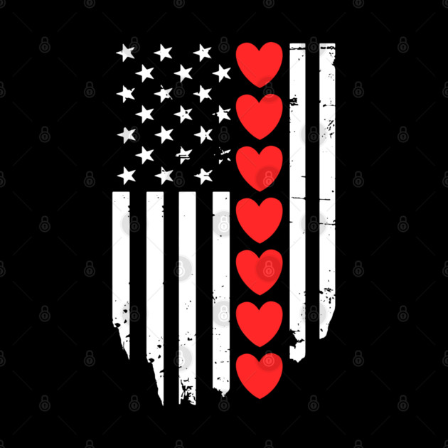 Valentines Day American Flag by Creatifly Graphic Tees
