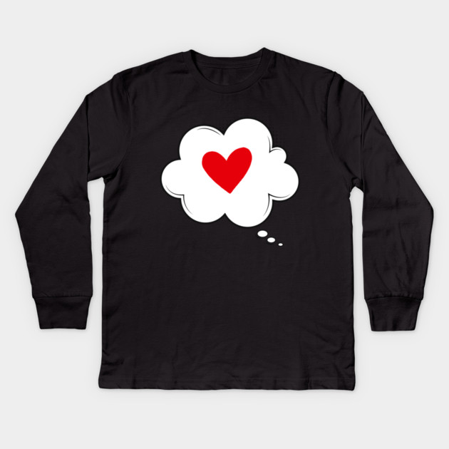 Thinking About Love - Cute Heart Love Kids Long Sleeve T-Shirt by Creatifly Graphic Tees