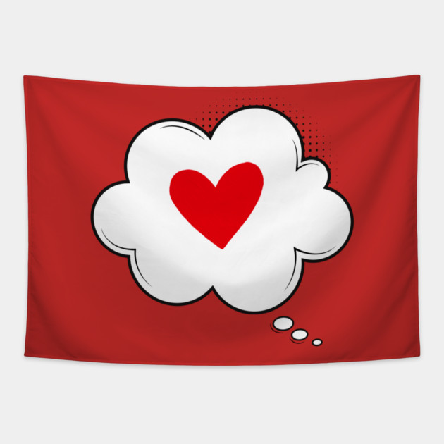 Thinking About Love - Cute Heart Love Tapestry by Creatifly Graphic Tees