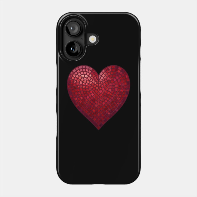 Red Mosaic Heart Phone Case by Creatifly Graphic Tees