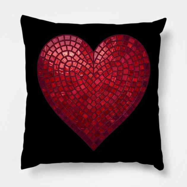 Red Mosaic Heart Pillow by Creatifly Graphic Tees