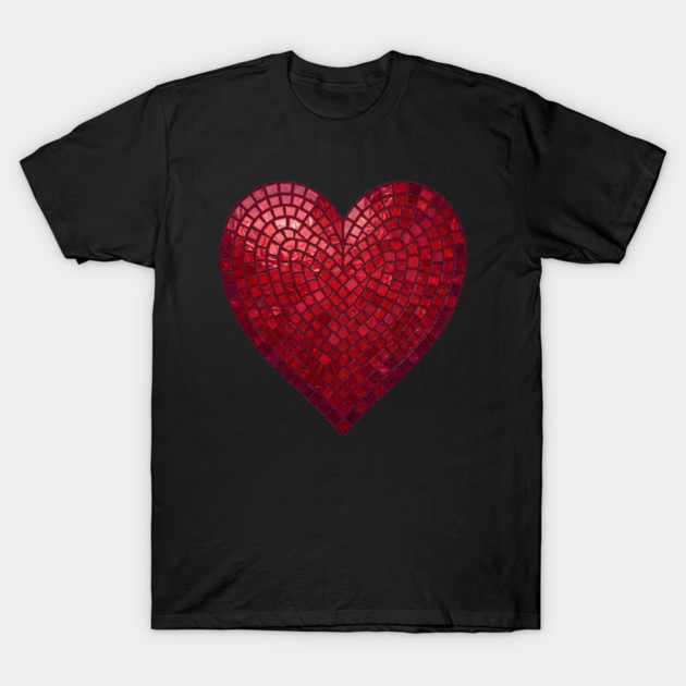 Red Mosaic Heart T-Shirt by Creatifly Graphic Tees