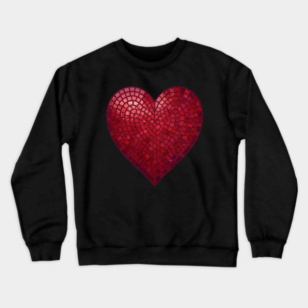 Red Mosaic Heart Crewneck Sweatshirt by Creatifly Graphic Tees