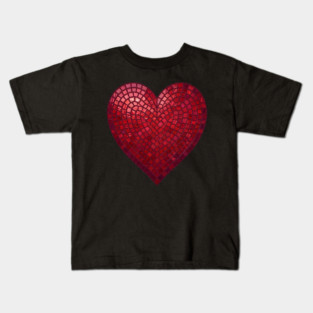 Red Mosaic Heart Kids T-Shirt