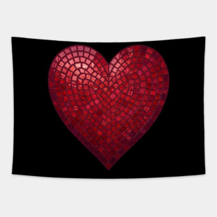 Red Mosaic Heart Tapestry