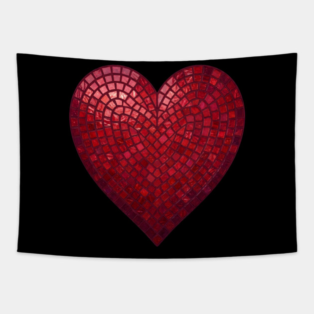 Red Mosaic Heart Tapestry by Creatifly Graphic Tees