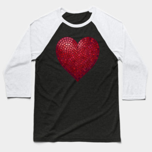 Red Mosaic Heart Baseball T-Shirt