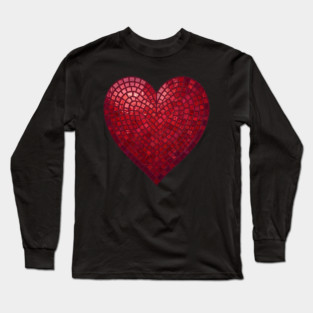 Red Mosaic Heart Long Sleeve T-Shirt
