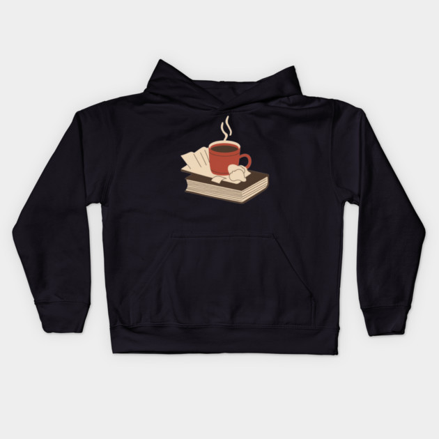 Vintage Books and Coffee Aesthetic Kids Hoodie by SR8891