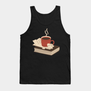Vintage Books and Coffee Aesthetic Tank Top