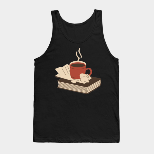 Vintage Books and Coffee Aesthetic Tank Top by SR8891