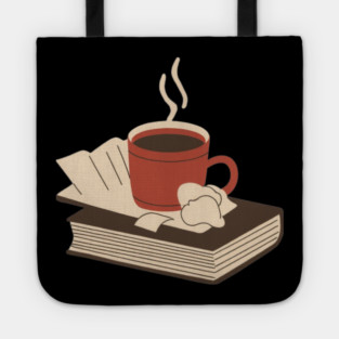 Vintage Books and Coffee Aesthetic Tote