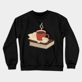 Vintage Books and Coffee Aesthetic Crewneck Sweatshirt