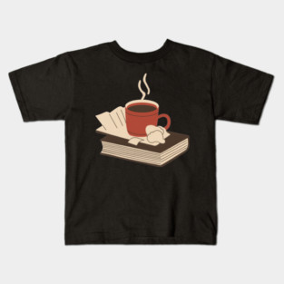 Vintage Books and Coffee Aesthetic Kids T-Shirt